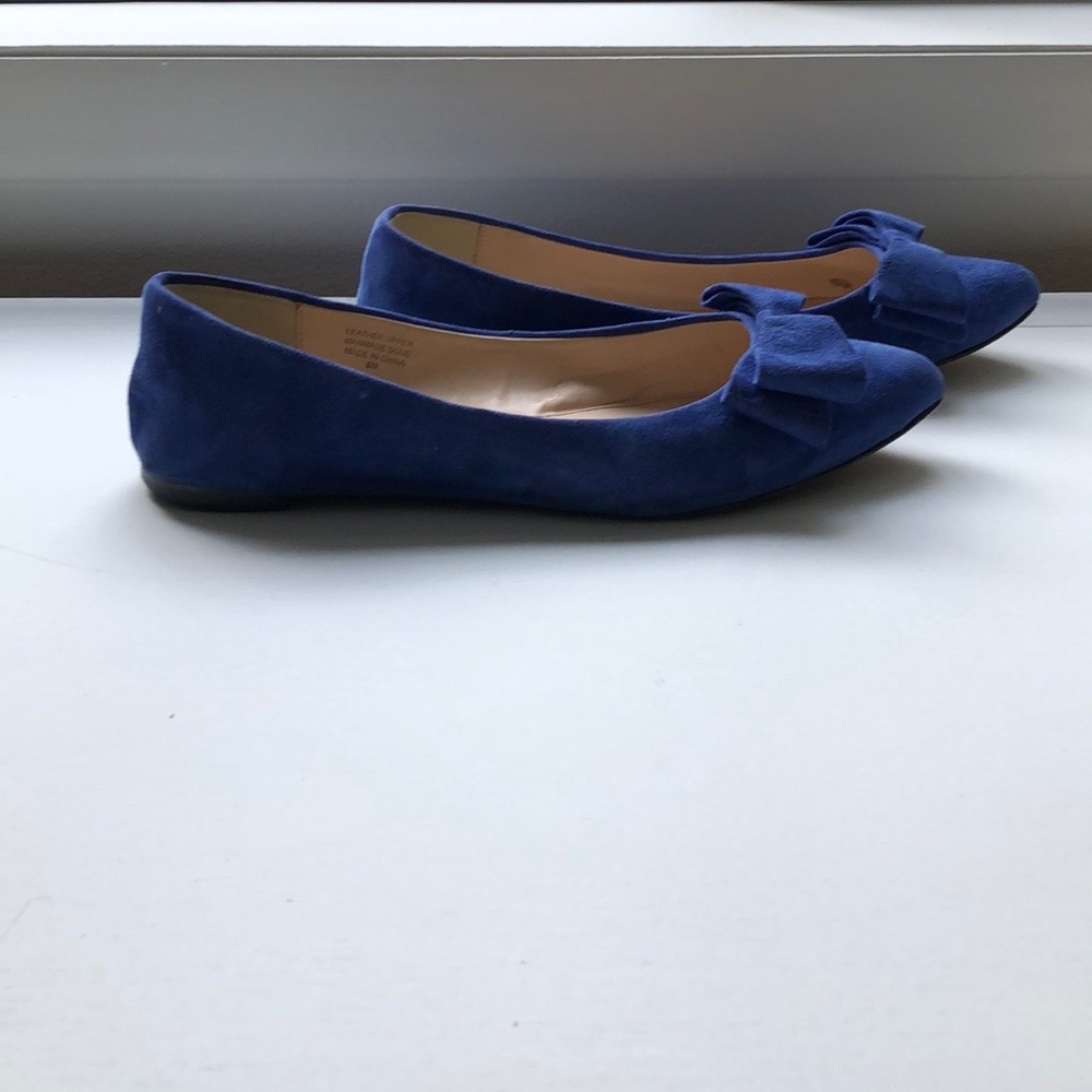 14th & Union point toe bow flats blue suede